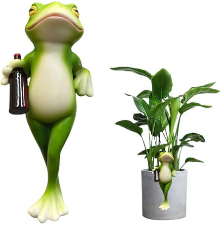 LUMOOM Figuras decorativas de rana para jardín, maceta, ranas, ranas verdes, colgantes de rana, decoración de mini estanque, animales de resina, decoración de jardín, balcón (A)