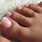 French Tip Toe Nails - 24 Pcs False Toenails - Short Square Toe Fake Nails With Glue - Full Cover Glossy French Style Press On Toenails - Stick On Gel Toe Nails For Women Nail Decoration