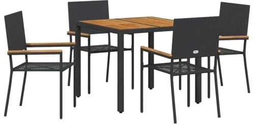 vidaXL Garden Dining Set 5 pcs Black and Brown 90 x 90 x 75 cm, Beautiful Garden and Terrace, Modern Outdoor Dining Set, Durable Patio Furniture, Contemporary Table, Deck