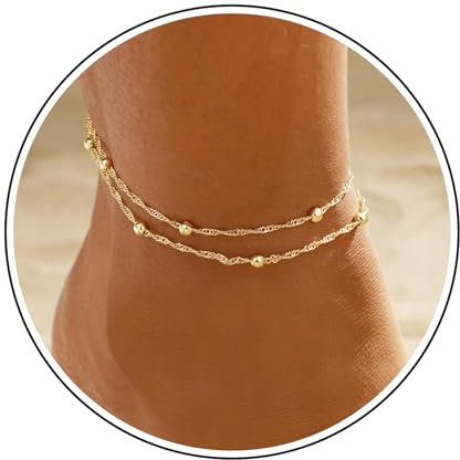 YUEXNKO Bracelets de Cheville Or, Chaîne de Pied Plage, Chaîne de Pied Femme Eté, Bracelets de Cheville Doré Bijoux, Convient aux Filles et Femmes