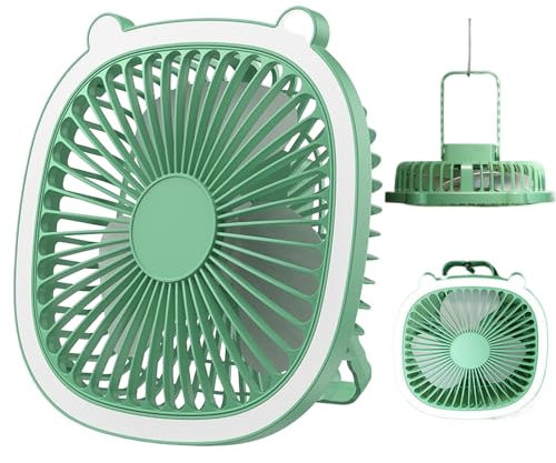 Lunaobrik Ventilador Pequeño De Pared Montado | Con Luz LED y Batería Recargable | Dispositivo De Enfriamiento Personal Para Camping Dormitorio Viajes Tienda De Campaña Habitación Cruceros Y