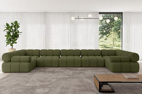 ALTDECOR Modulares Sofa Ecksofa in U-Form Corner modular Sofa Eckcouch Couch Wohnlandschaft Cauchsofa Polstersofa Birno-U3-475x190x70 cm Grün