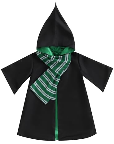 HZPHQY Kids Toddler Baby Girl Boy Wizard Costume Long Sleeve Hooded Robe Infant Halloween Outfits