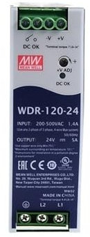 BIVOO 1 Uds WDR-120 DC12V 24V 48V 2.5A 5A 10A 120W Fuente de alimentación de Carril DIN Industrial de Salida única PFC integrada de Alta eficiencia(WDR-120-48)