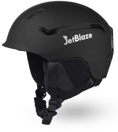 JetBlaze Skihelm Herren Damen Unisex Ski Helm Schneesporthelm mit Belüftungsöffnungen PC Schale EPS Kern für Skifahren Snowboard Schneehelm für Erwachsene Jugend Schwarz Size M