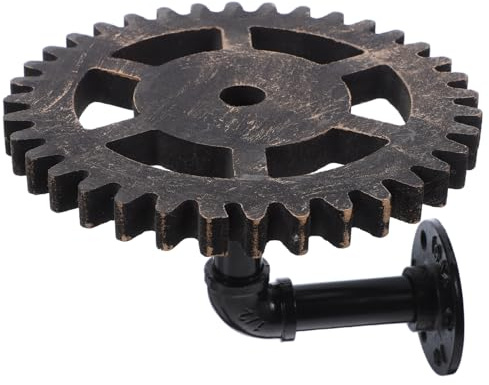 CLISPEED Hängeregal Aus Eisenrohr Mit Zahnraddesign Vintage Landhausstil Wandregal Für Wohnzimmer Küche Balkon