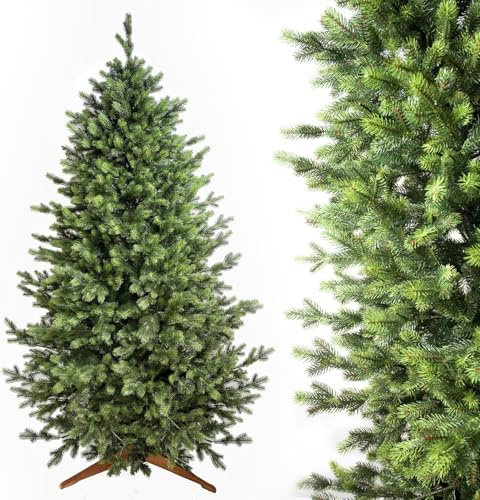 Evergreen Tree® Künstlicher Weihnachtsbaum 180 cm - Naturgetreue 100% Spritzguss Weihnachtsbaum mit Holzständer, Made in EU - Tannenbaum Künstlich Artificial Christmas Tree