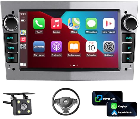 Poste radio per Opel Astra h/Zafira b/Vivaro/Meriva/Vectra/Combo/Antara/Vectra/Signum 7 pollici con Android Auto Wireless CarPlay,GPS FM Spotify Podcast USB Telecamera Retromarcia Grigio SWC