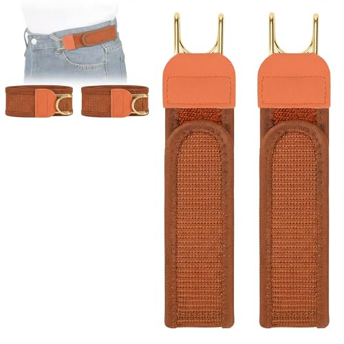 TRIWORKS 2er Gürtel ohne Schnalle für Herren und Damen, Elastischer Gürtel, Stufenlos Verstellbar mit Klettverschluss, Unsichtbar & Kein Druck am Bauch, Metallhaken