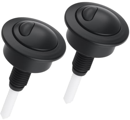 2pcsChrome Dual Flush Push Button Compatible Replacement for Twyford, Siamp Optima 49 Toilet Cistern Flush Valve（Black）