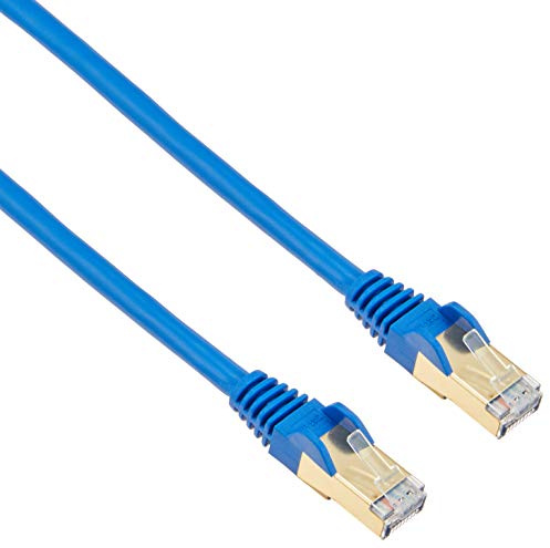 StarTech 0.5m Cat6a Snagless Ethernet Cable, Blue (6ASPAT50CMBL) | 100W PoE delivery, Shielded twisted pair, Gold-plated RJ45, Patch Cable, Ethernet Cord, 10 Gigabit, 10GbE, Network, TIA