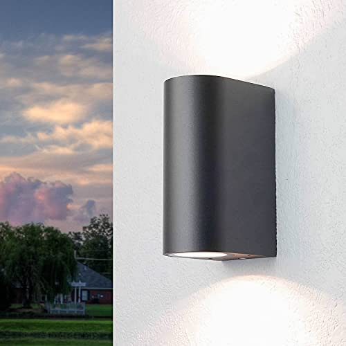 Licht-Erlebnisse Wandleuchte Aussen, Außenlampe Anthrazit, IP44, Balkon, Terrasse, Haus, Hauswand, Wand, H:15,2 cm, GU10, Modern, halbrund, Strahler Hauswand Aussen, Up Down, Wandstrahler Innen