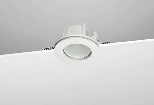 NOBILE ILLUMINAZIONE INCASSO A SCOMPARSA TOTALE INSTALLAZIONE IN SOFFITTO DI CARTONGESSO CORPO GESSO TONDO VETRO GU10 9094