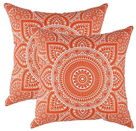 TreeWool Dekorativer Kissenbezug (50 x 50 cm, Orange) Mandala Design 100% Baumwolle (2er Pack)