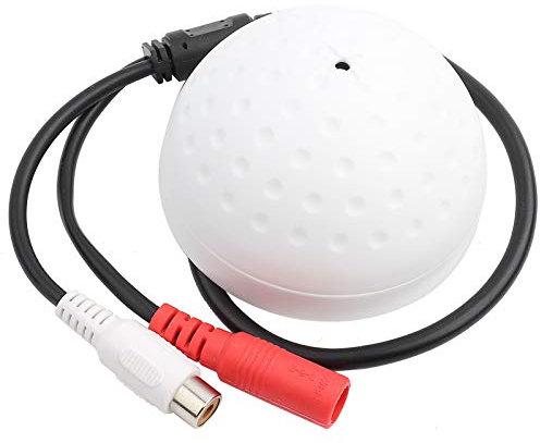 Yoidesu Microphone Haute sensibilité, Microphone de Surveillance CCTV Microphone Jack Audio HiFi Large Gamme pour CCTV/Caméra IP/DVR/NVR, Blanc