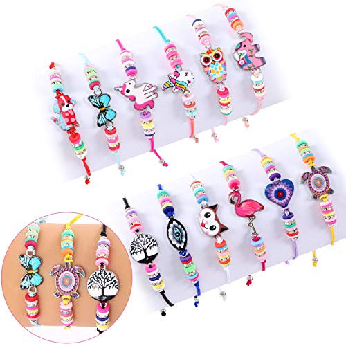 Tacobear 12 PCS Bracelet Fille Bracelet Amitié pour Enfant Licorne Bijoux Enfants Fille Ajustable Bracelet Cordon Tressé pour Cadeau Anniversaire Fête