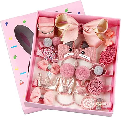 HQCM Kinder Haarspangen Set, 18 Stück Little Girl Haarschmuck Geschenkset Haarspangen Haarnadeln Schleifen Krawatten Kleinkinder