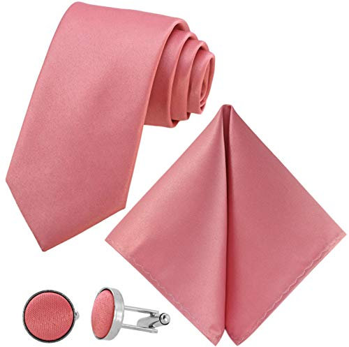 GASSANI Set di 3 cravatte, 5 colori satinati, 8 cm, larghezza cravatta Rouge | oro rosa | rosa antico | oro rosa | rosa Medium
