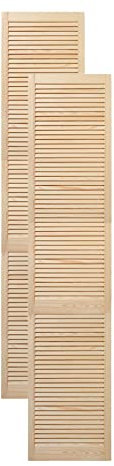 Lamellentür Holztür natur 242,2 x 49,4 cm mit offenen Lamellen für Regale, Schränke, Möbel | Kiefer Holz unbehandelt | Doppel-Paket 2-er Pack