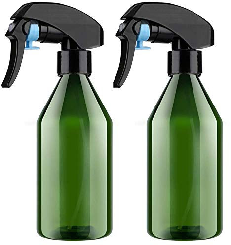 Alledomain 2Pcs, 300Ml (10OZ) Empty Plastic Spray Bottles | BPA Free Mist Trigger Sprayer, Refillable Water Plant Atomizer Container - for Cleaning Solutions, Gardening, Hair (Green)