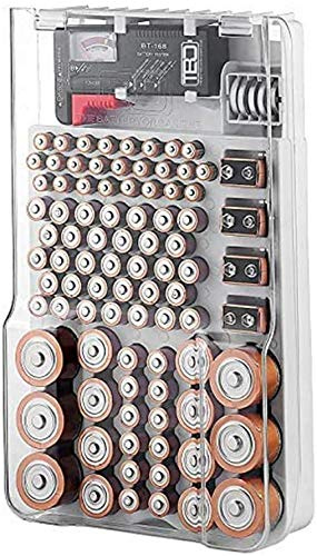 Batteriespeicher-Organizer-Koffer mit Batterietester, Bprtcra Batteriespeicher-Organizer-Koffer für Aa, AAA, 9 V, C-Typ, D-Typ, Leere Batterien (Batterien Sind Nicht im Lieferumfang Enthalten)