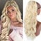 YEESHEDO Pferdeschwanz Haarteil Clip Extensions Zopf mit Kordelzug Lang Wellig Blond Haarverlängerunge Natürliche Perücke Afro Lockige Zöpfe Ponytail (613#)