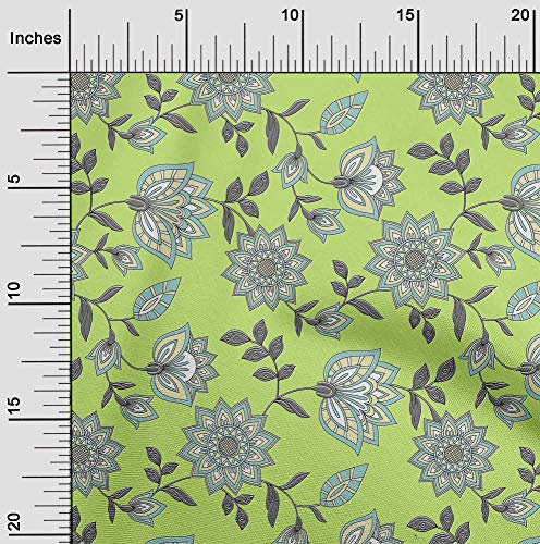 oneOone Baumwolle Flex Stoff Mandala & Blumen - Gewebe Zum Nahen Gedruckt Craft Meterware 40 Zoll Breit