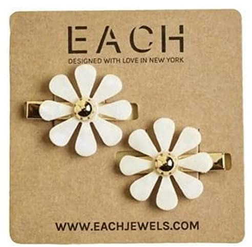 Chaque Jewels Lot de 2 pinces à cheveux en forme de fleur avec perles brillantes et marguerites