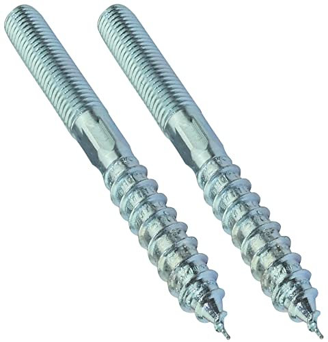 AERZETIX - C44765 - Satz von 2 Schraube mit doppelgewinde stockschrauben - stehbolzen für schraube - schraubstift - metall holz mit oder ohne dübel - Ø12x120mm - aus verzinktem stahl - farbe silber