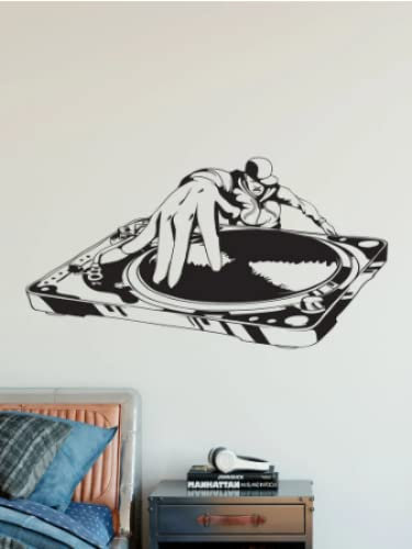 Aufkleber Vinyl Wandaufkleber Teens Home Fashion Aufkleber DJ Turntable Urban Hip Hop Music Style Wall Sticker83x42cm