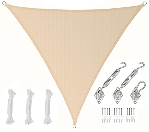 AMANKA 2x2x2 Voile d'Ombrage Triangulaire Respirante - Toile de Jardin UV avec Fixation Acier INOX