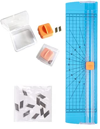 Papierschneider, A4 Papierschneider, Tragbare Papierschneidemaschine mit Schnittlinienführung, Schneidemaschine Papier Cutter für Hause und Büro.für Scrapbooking, Karton, Etikett(blue)