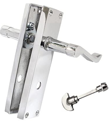 Haven Heritage Door Handle Set - Victorian Chrome Handles and Latches, Bathroom Privacy Locks