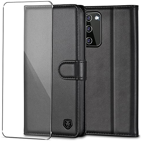 Kuafcase for Samsung S20 FE Case with 1 Screen Protector, Wallet Leather Flip Case with 4 Card Slots Magnetic Closure Kickstand Shockproof Phone Case for Samsung Galaxy S20 FE - Black