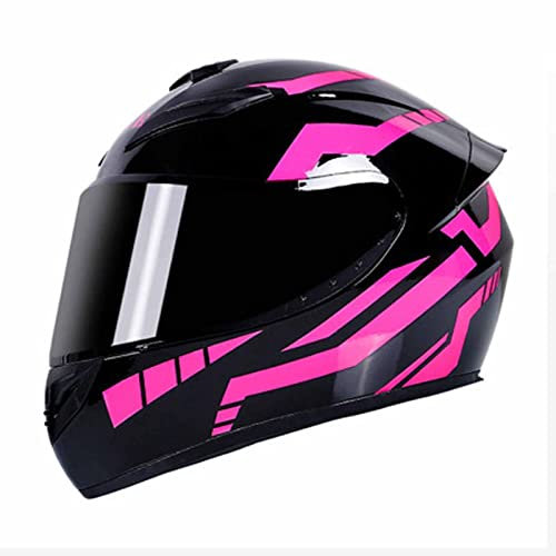 Motorradhelm Integralhelm Moto Helm Moped Roller Helme Rollerhelm Sturzhelm mit Visier ECE/DOT Zertifiziert Einstellbar Schnellverschluss-Gurt für Damen Herren 14,S=53-54cm