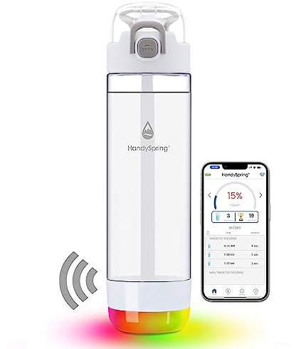 HANDYSPRING - Bouteille d'eau intelligente avec rappel de boire de l'eau, lumières et son, suivi de l'apport d'eau, rechargeable, plastique Tritan avec paille, cadeaux pour femme, homme, maman, papa,