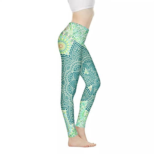 Kuiaobaty Yogahose mit Schmetterlingsmotiv für Damen, ethnische Streifen, Schildkröten, Sternennächte, Muster, dehnbare Leggings für Fitness, Mädchen, Strumpfhose, XS-3XL, Mandala Floral, M