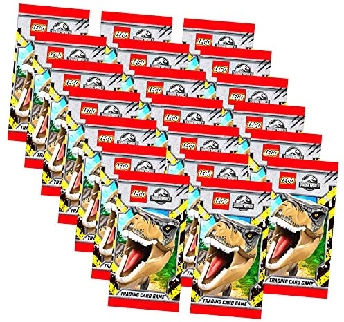 Lego Jurassic World Serie 1 Karten - Trading Cards - 20 Booster Sammelkarten Bundle + 10 Originale Hüllen