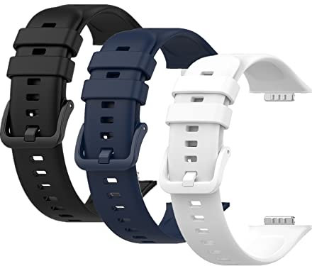 Muovrto Replacement Strap for Huawei Watch Fit 2, Silicone Watch Strap Sport Band, Black+Dark Blue+White