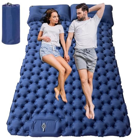 Qivine Aufblasbare Isomatte Ultraleicht, 9CM Schlafmatte Selbstaufblasende Isomatte Camping 2 Personen, Luftbett Selbstaufblasend Luftmatratze Camping Matratze für Rucksackreisen Zelte Hängematten