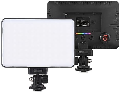 Andoer Luz LED Cámara, Luces LED de Video Regulable 2500K-9000K R Foco LED Fotografía Serie NP-F Alimentado por batería con Montaje de Zapata Caliente y Orificio roscado de 1/4 pulg para Cámara DSLR