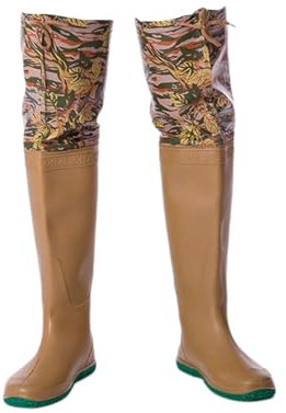 Trampolieri Stivali Di Gomma Leggeri Impermeabili, Uomo Donna Scarpe Da Pesca in PVC/Nylon Alte 65 Cm Stivali Da Caccia Suola Morbida Antiscivolo Scarpe Da Barca Per Esterni 35-45,Marrone,45 EU