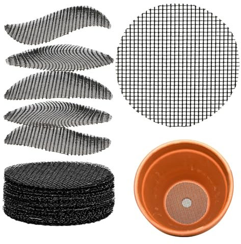 50 Bonsai Pots Hole Mesh Pad - MAQIHAN Flower Pot Mesh Mat Plantagotchi Plant Pot Eye Mesh for Plant Pot 2 Inch Net Plant Potting Gardening Grid Ceramic Drainage Hole Mesh Screen Prevent Soil Leaking