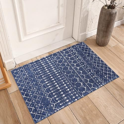 AMIDA Indoor Door Mat 2'x3' Non-Slip Floor Mats Entryway Rug,Boho Geometric Washable Dirt Trapper Flat Woven Area Rug for Inside Outside Entry/Patio/Garage/Kitchen/Laundry/Shoes Mat