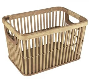 IB Laursen Korb m/Griffen offenes Geflecht Bambus - B: 20 H: 21 L: 34