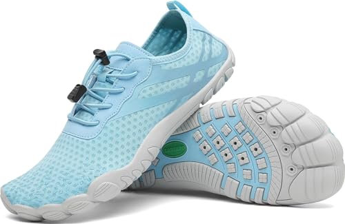 SAGUARO Badeschuhe Damen Herren Wasserschuhe Schwimmschuhe Schnelltrocken Aquaschuhe Strandschuhe Leicht Neoprenschuhe Surfschuhe rutschfeste Tauchschuhe Wassersportschuhe Tiefes Himmelblau Gr.41 EU