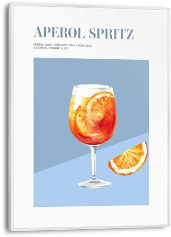 REINDERS Gerahmtes Bild, Aperol Spritz, Küche, Poster, Wanddeko, Room Decor, MDF, Orange, 40x30cm