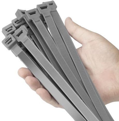 Armpow 30,5 cm silberfarbene Kabelbinder, strapazierfähig, 113,4 kg, ultra-exklusive, starke Kunststoffdrahtbinder, große Kabelbinder, extra lange Kabelbinder, für Innen- und Außenbereich,