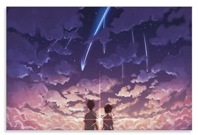 Kimi No Na Wa, Ihr Name, japanisches Anime-Filmposter (1) Gemälde auf Leinwand, Wandkunst, Poster, Rollbild, Wanddekoration, Heimposter, 30 x 45 cm