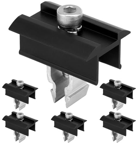QWORK® 6 Stück Mittelklemme Bremssattel, Solarmodul Halterung Set, Solar Klemmen, für Solarmodulhalterungen von 30 mm bis 35 mm